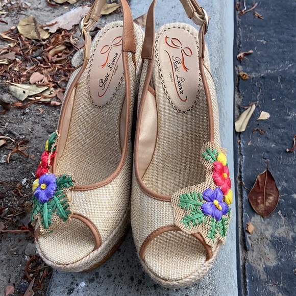 ANTHROPOLOGIE POETIC LICENSE PETAL PUSHER ESPADRILLE PLATFORM WEDGES SZ 8 FLORAL - Picture 8 of 11